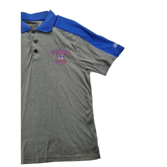 MLB CHICAGO CUBS Shirt Men’s Short Sleeve Embroidered Polo Grey Large - Picture 3 of 8
